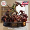 Doom 10th Anniversary collectible statue featuring green Doom Slayer fighting demons on a pile of skulls and debris!