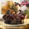 DOOM 10th Anniversary collectible statue showing Doom Slayer fighting demons on a base of skulls and gore!