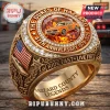 Gold Dukes of Hazzard 47th Anniversary ring! Features orange General Lee car, American flag, 'GOOD OL' BOYS', 'RIDE FAST LIVE FREE'!