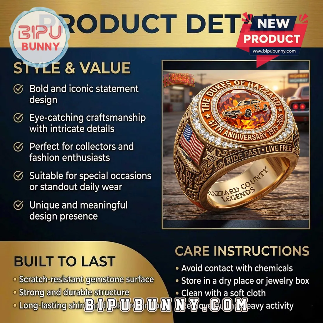 Dukes of Hazzard 47th Anniversary Gold Ring Dukes of Hazzard 47th Anniversary Gold Ring