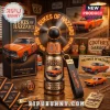 Retro Dukes of Hazzard orange General Lee fan, gold keychain, black tie, ring, tie clip, dog tag, license plate! Text: THE DUKES OF HAZZARD, 01, 47TH ANNIVERSARY FAN, 1979-2026!