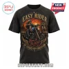 Vintage black t-shirt featuring a biker, Route 66 sign, and text Easy Rider Born to Be Wild 57 Years of Freedom!
