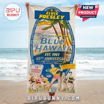 Elvis Presley Blue Hawaii 65th Anniversary Beach Towel