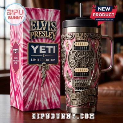 Elvis Presley x Yeti TCB Forever Pink Travel Handle Tumbler