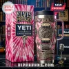 Pink tie-dye Elvis Presley Yeti tumbler with guitar gear relief design and TCB Forever text on box and cup!