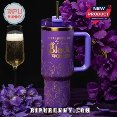 Empowering Black Woman Purple 40oz Stanley Tumbler