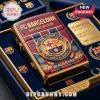 Gold and red FC Barcelona Zippo lighter with embossed club crest! Text reads: FC BARCELONA MES QUE UN CLUB, 1899 - FOREVER, VISCA EL BARCA, BLAUGRANA LEGACY PASSION GLORY!
