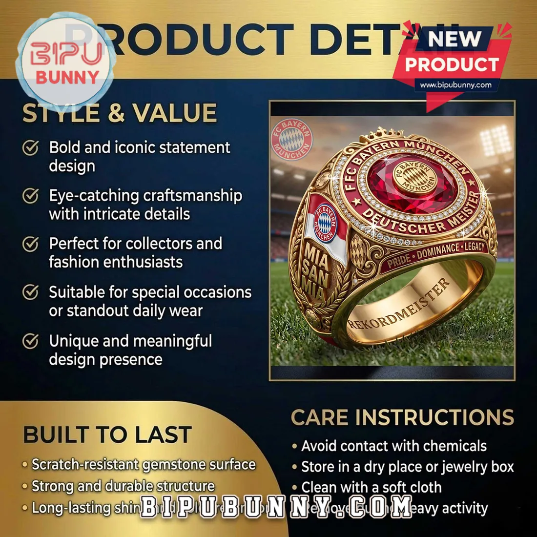 FC Bayern Munich Deutscher Meister Championship Ring FC Bayern Munich Deutscher Meister Championship Ring