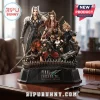 Large black Final Fantasy VII 30th Anniversary statue featuring multiple characters like Cloud, Sephiroth, Aerith, Tifa, and Vincent Valentine!
