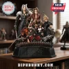 Detailed Final Fantasy VII statue with Cloud, Sephiroth, Aerith, Tifa, Barret, Vincent, Yuffie in combat poses! Black base with intricate details!