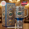 Blue Yeti tumbler and gift box with Florida Gators logo, ornate gold filigree, and rhinestone accents!