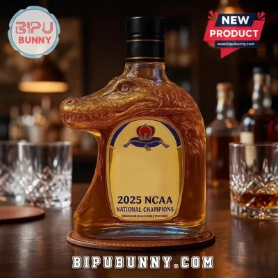 Florida Gators NCAA 2025 National Champions Crocodile Whiskey Bottle