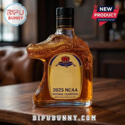 Florida Gators NCAA 2025 National Champions Crocodile Whiskey Bottle