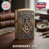 Vintage brass Freemason lighter with blue enamel inlay featuring G symbol compass square and Brotherhood Wisdom Light text!