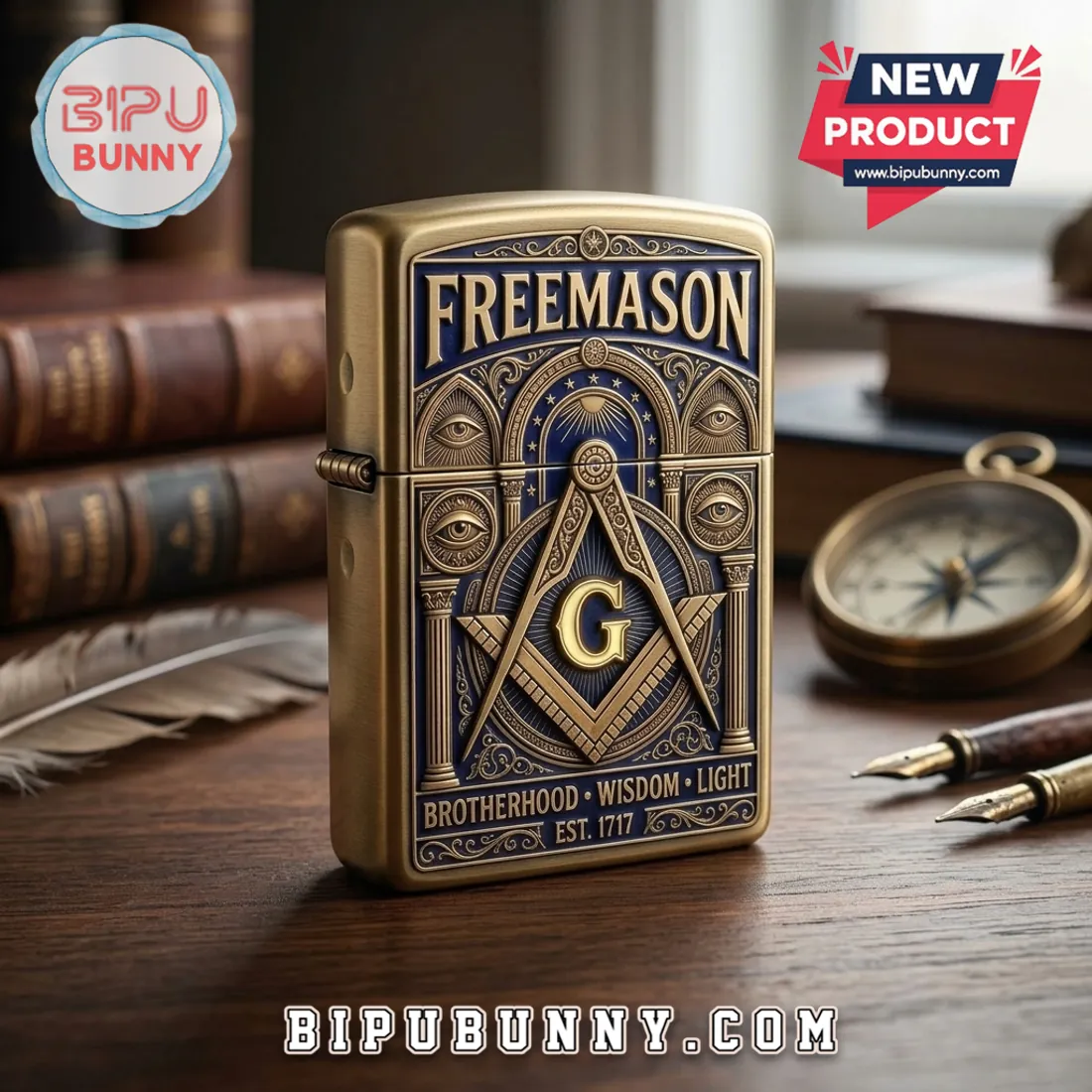 Freemason Masonic Square and Compass Lighter Case Freemason Masonic Square and Compass Lighter Case