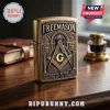 Antique brass Zippo style lighter with deep blue inlay featuring Freemason symbols and text Brotherhood Wisdom Light!