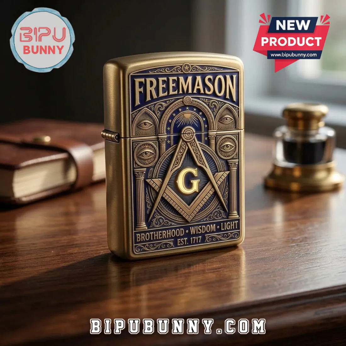 Freemason Masonic Square and Compass Lighter Case Freemason Masonic Square and Compass Lighter Case