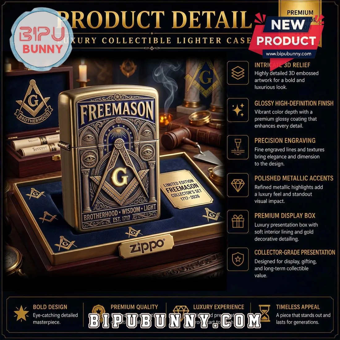 Freemason Masonic Square and Compass Lighter Case Freemason Masonic Square and Compass Lighter Case