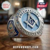 Silver Masonic ring, blue enamel, square and compass G, 
