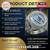Ornate silver ring, blue center compass square G symbol, 
