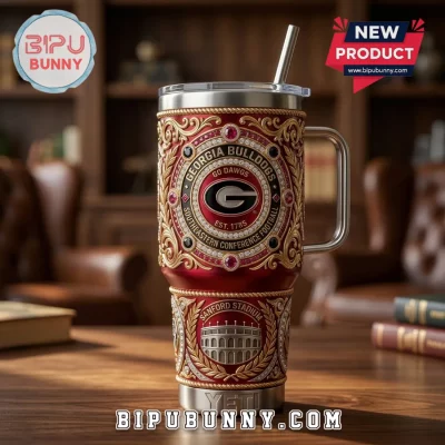 Georgia Bulldogs Luxury Gold 40oz Insulated Travel Tumbler