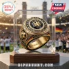 Gold and black German National Football Team championship ring with eagle, soccer ball, clear gems, text: GERMANY, DEUTSCHER FUSSBALL, DEUTSCHLAND!