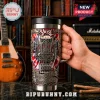 Stainless steel tumbler with Ghost band logo, gothic metal imagery, skulls, and tie dye background, text: If You Have Ghosts!