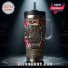 Ghost band stainless steel tumbler with tie dye guitar and gothic skull design featuring text If You Have Ghosts!