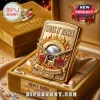 Gold ornate Guns N' Roses 41st Anniversary 1985-2026 lighter, bling accents, guns, red roses, flames design!
