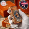 Ornate gold Houston Astros Championship Collection lighter, blue and orange logo, diamond accents, EST. 1962, 1962-2026 dates!