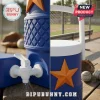 Split view of a blue water cooler spigot and body!