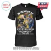 Black graphic t-shirt featuring Kyle Busch race car photos, trophy, and In Memory Of Kyle Busch Rowdy 1985-2026 text.!