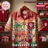 Indiana Hoosiers tropical button-down shirt with beach basketball print, red and cream colors, IU logo pattern!