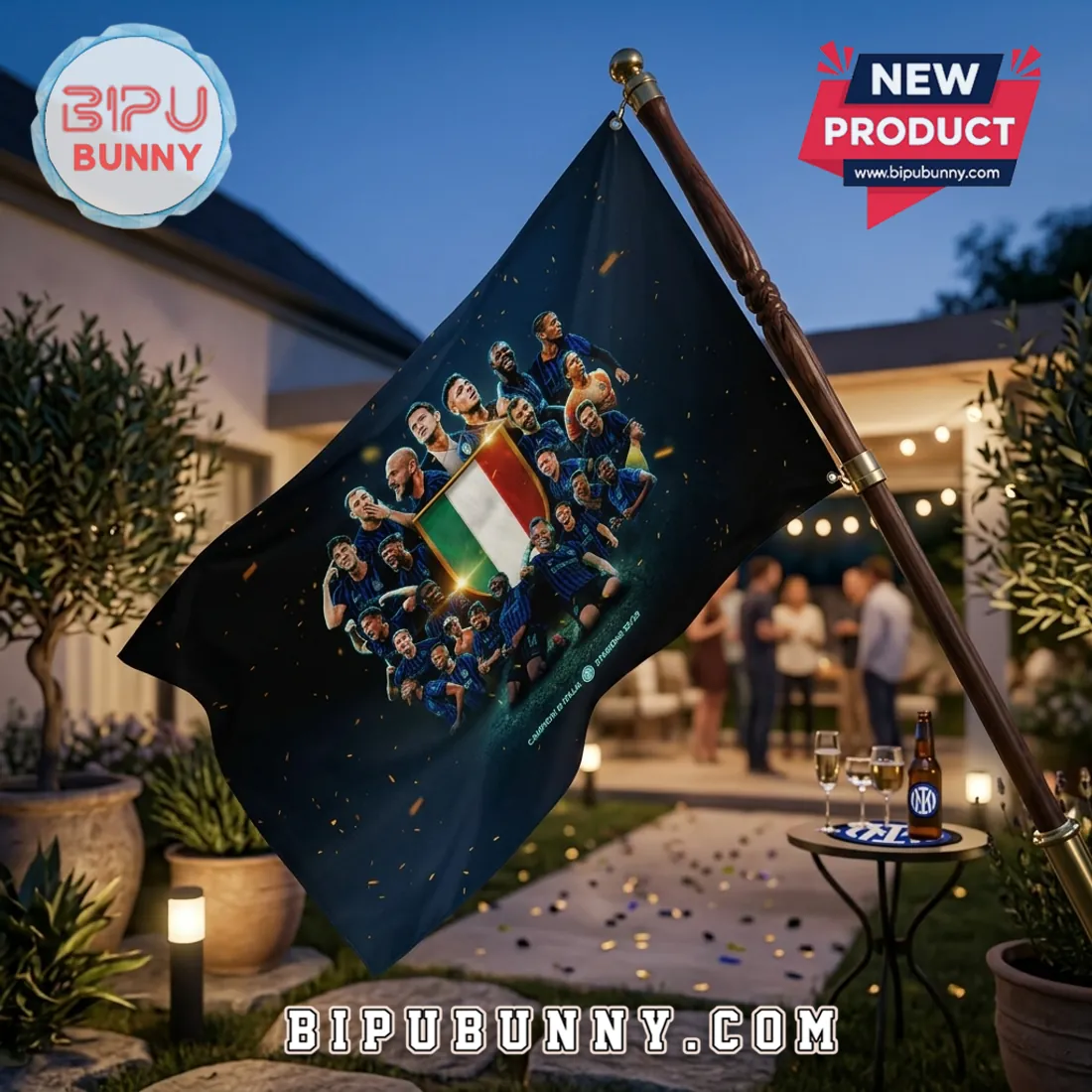 Inter Milan Campioni D’Italia 2025-2026 3D Double-Sided House Flag Inter Milan Campioni D’Italia 2025-2026 3D Double-Sided House Flag