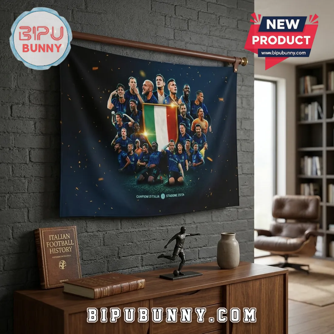 Inter Milan Campioni D’Italia 2025-2026 3D Double-Sided House Flag Inter Milan Campioni D’Italia 2025-2026 3D Double-Sided House Flag