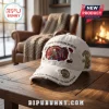 White distressed Iron Maiden baseball cap featuring Eddie with Union Jack flag, 