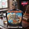 Iron Maiden 50th Anniversary bottle with Eddie artwork featuring pyramids and UK flag in dark glass with metal stopper!
