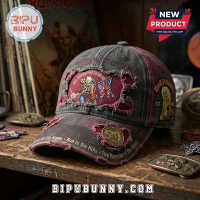 Iron Maiden 50th Anniversary Eddie Distressed Washed Baseball Cap