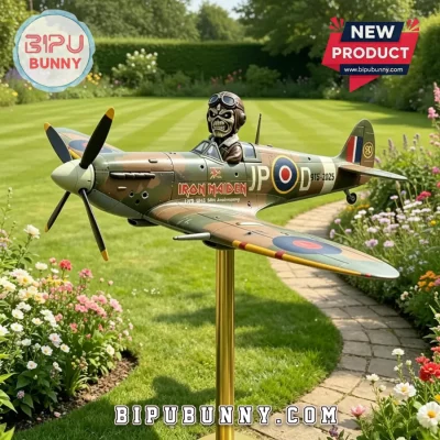 Iron Maiden Eddie Spitfire 50th Anniversary Metal Kinetic Wind Spinner Garden Art