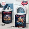 Iron Maiden Run For Your Lives 2026 laundry hamper with blue zombie band graphic and world tour list on dark background!