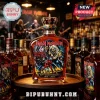 Iron Maiden Number of the Beast 50th anniversary whiskey bottle with crown stopper and heavy metal graphic design!