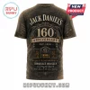 Vintage style brown t-shirt featuring Jack Daniels 160th Anniversary graphic with ornate text and whiskey bottle imagery!