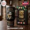 Black Jack Skellington World Cup 2026 tumbler, gold accents, 