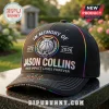 Black baseball cap, rainbow trim, basketball halo logo, 'IN MEMORY OF JASON COLLINS 1978 2026 YOUR IMPACT LIVES FOREVER FOREVER REMEMBERED' text!