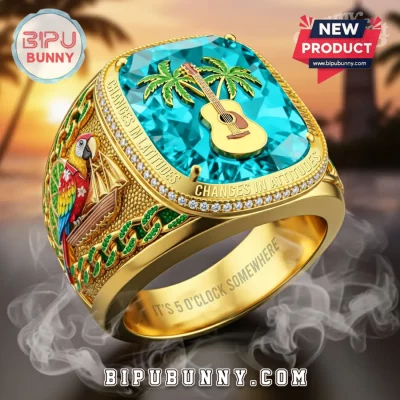 Jimmy Buffett Changes in Latitudes Tropical Parrot Gold Ring