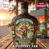 Crown Royal bottle with Jimmy Buffett Margaritaville graphic, tropical beach sunset art, guitar, parrot, and floral design!