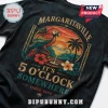 Black vintage tee with parrot, margarita glass, palm tree, and Margaritaville text in orange, red, and blue colors!