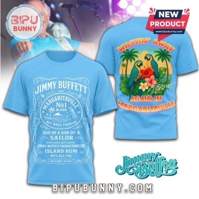 Jimmy Buffett Margaritaville Wastin’ Away Again Blue Shirt
