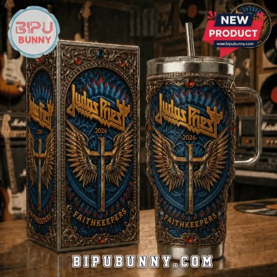 Judas Priest Faithkeepers 2026 Winged Cross Stainless Steel Tumbler