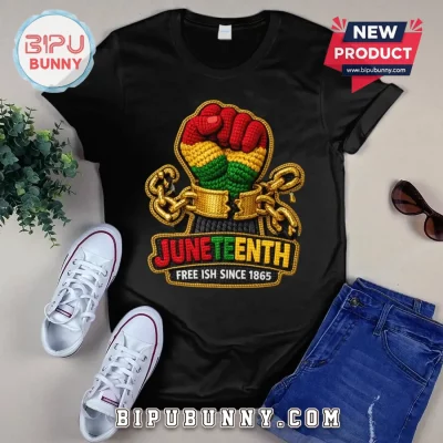 Juneteenth Black Power Fist Freedom 1865 Broken Chains Celebration T-Shirt
